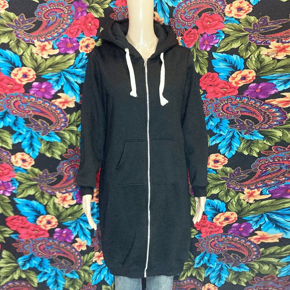 WOMEN'S DRESS HOODIE ZIP SWEATER WOMENS SIZE MEDIUM LONG SWEATSHIRT HOODY TOP